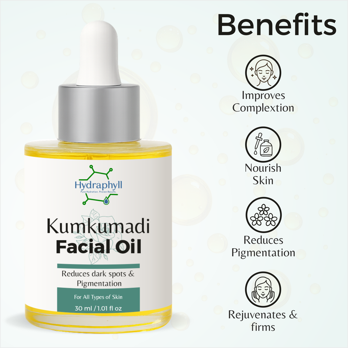 Hydraphyll™ Kumkumadi Facial Oil – Ayurvedic Elixir for Radiant, Even-Toned Skin (30ml)