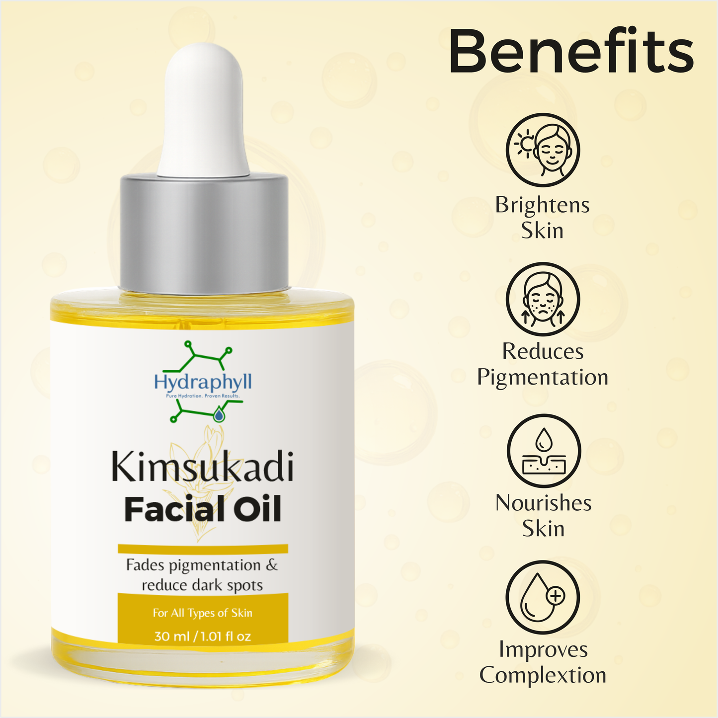 Hydraphyll™ Kimsukadi Facial Oil – Ayurvedic Elixir for Radiance, Pigmentation & Dark Spot Reduction (30ml)
