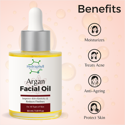 Hydraphyll™ Argan Facial Oil – 100% Pure, Deep Hydration & Skin Rejuvenation (30ml)