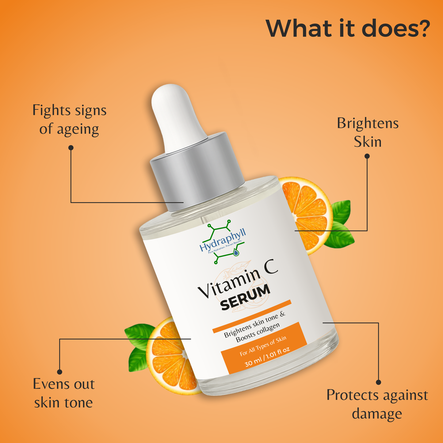 Hydraphyll™ Vitamin C Serum – Brightens Skin Tone & Boosts Collagen (30ml / 1.01 fl oz)