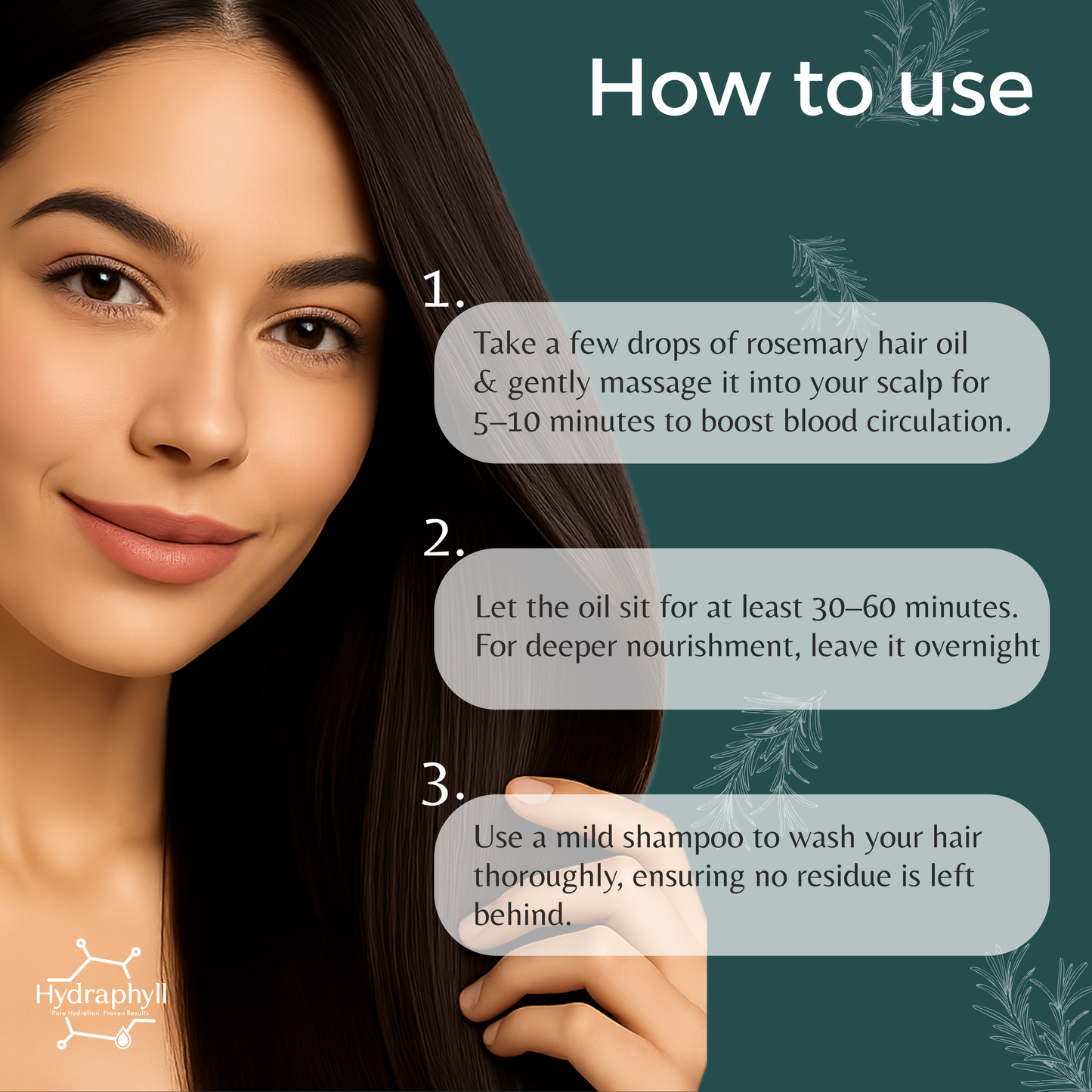 Hydraphyll™ Hair Growth Oil – Rosemary Mint with Biotin | Scalp Nourishment & Split-End Care