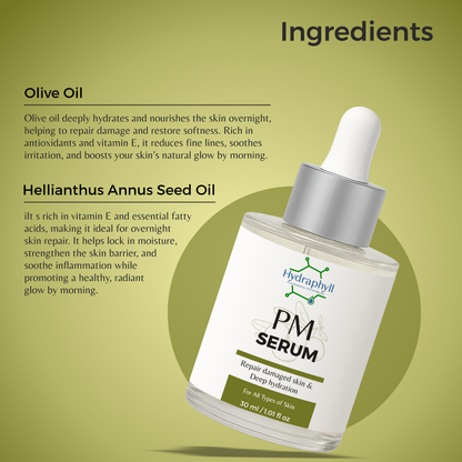 Hydraphyll™ PM Serum – Anti-Ageing, Dark Spot & Fine Line Repair with Olive Oil & Vitamin E (30ml)